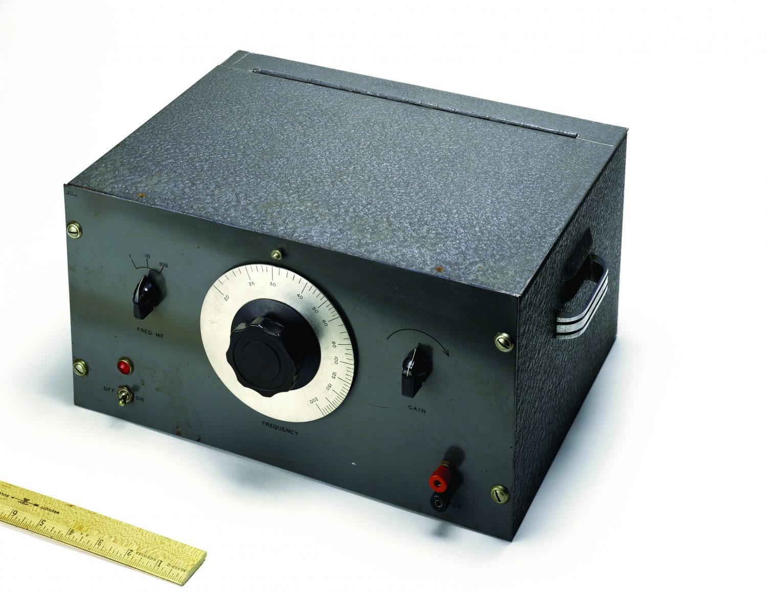 The HP 200A audio oscillator prototype developed by Bill Hewlett at Stanford.