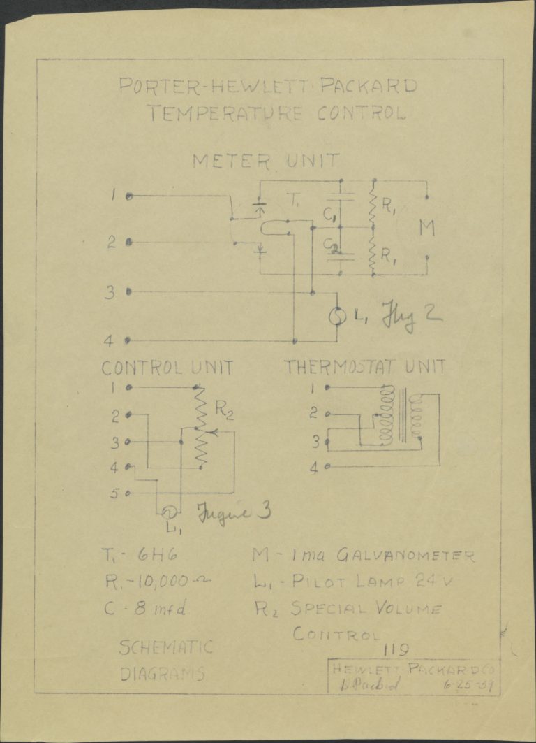 Schematic for Porter-Hewlett Packard Temperature Control.