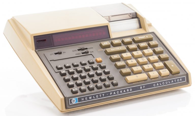 Photo of the HP 97 personal calculator.
