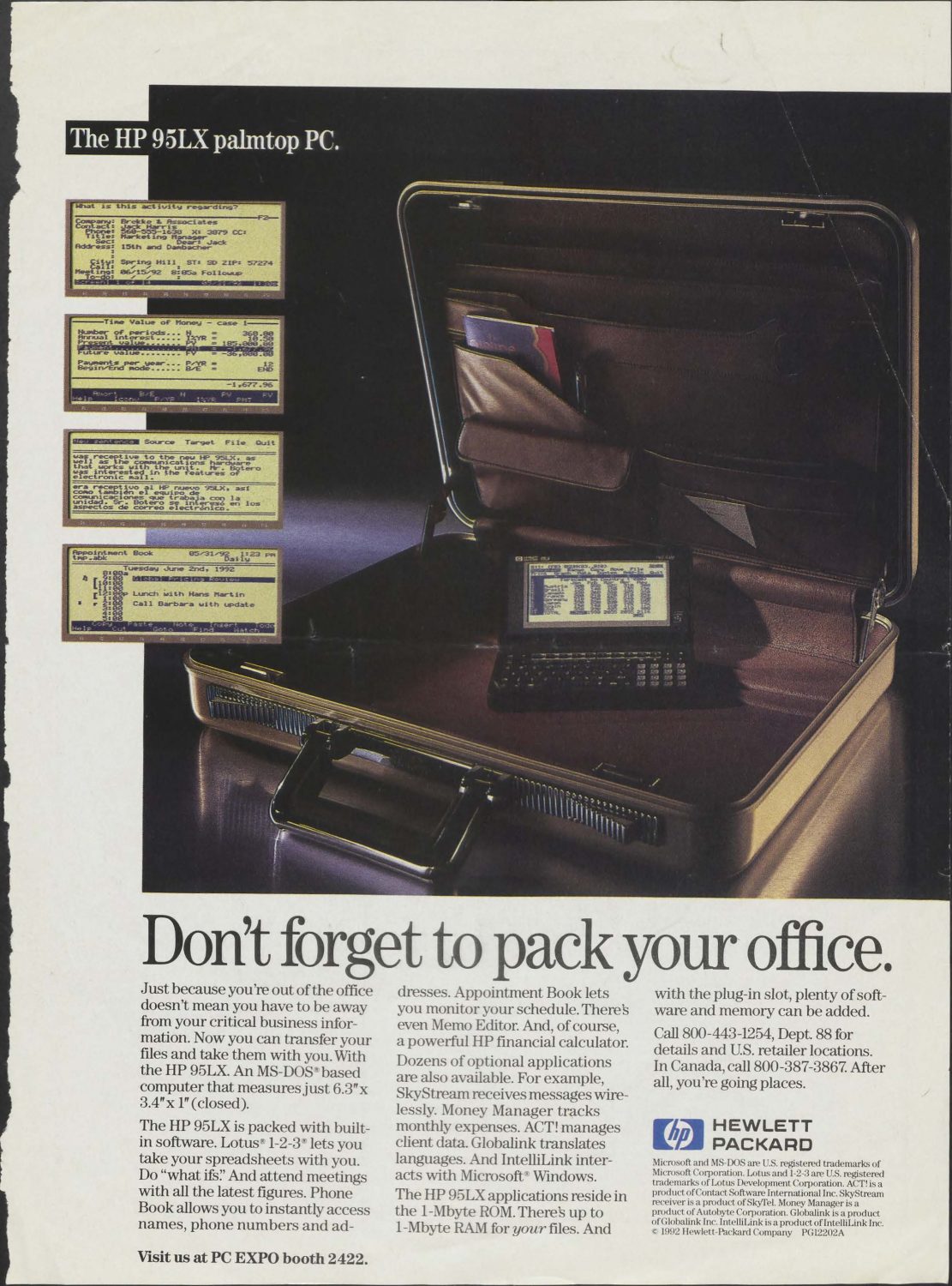 A print ad for the HP 95LX., the palmtop PC.