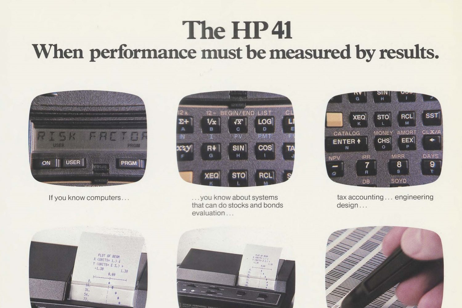 A print ad for the HP 41 pointing out how the calculator will be used on television, specifically on ABC.