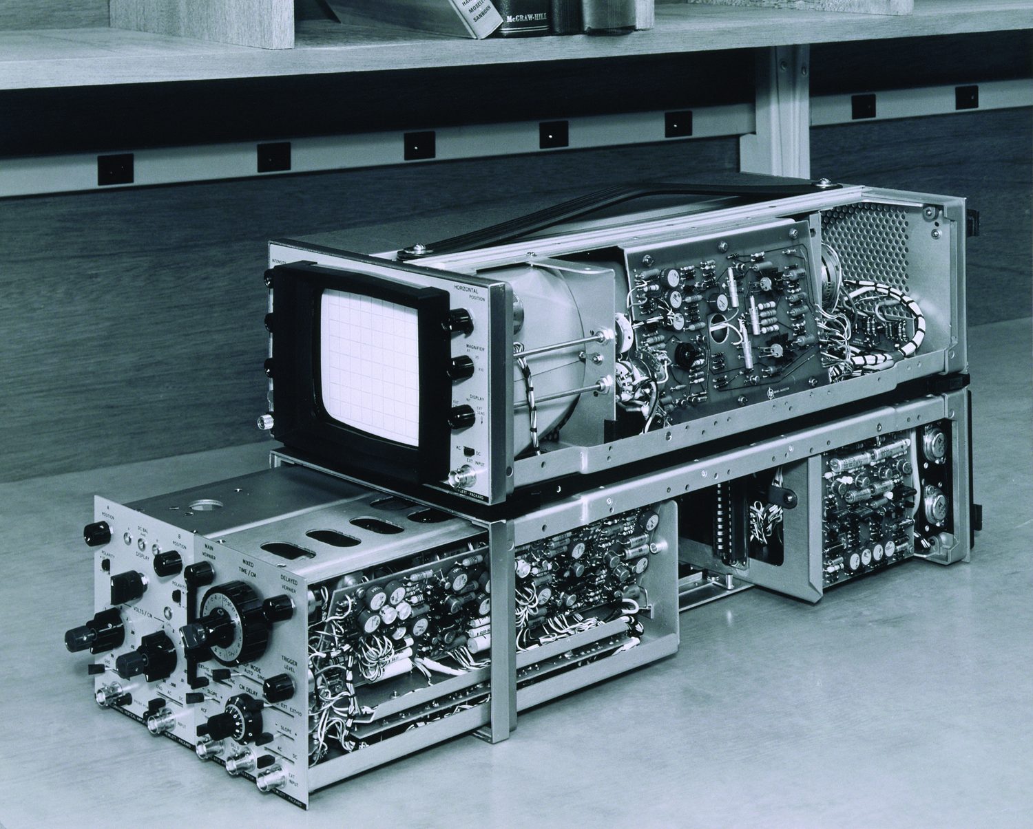 A photo of the HP 180A oscilloscope taken in 1962.