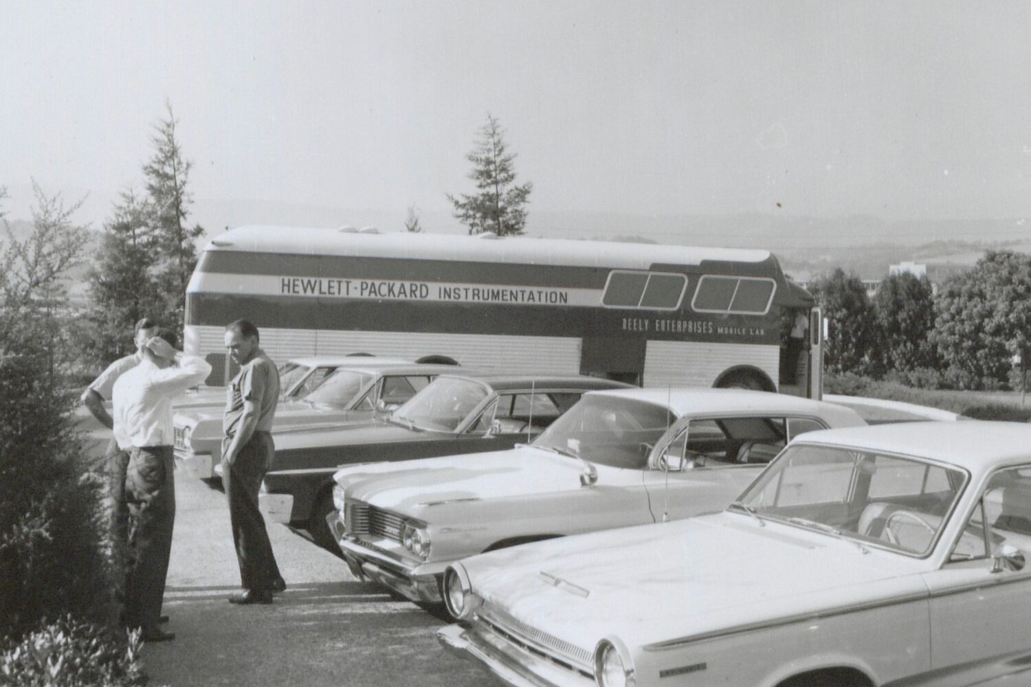 A photo of the Neely Mobile Lab preparing to go on tour to give product demonstrations in 1964.