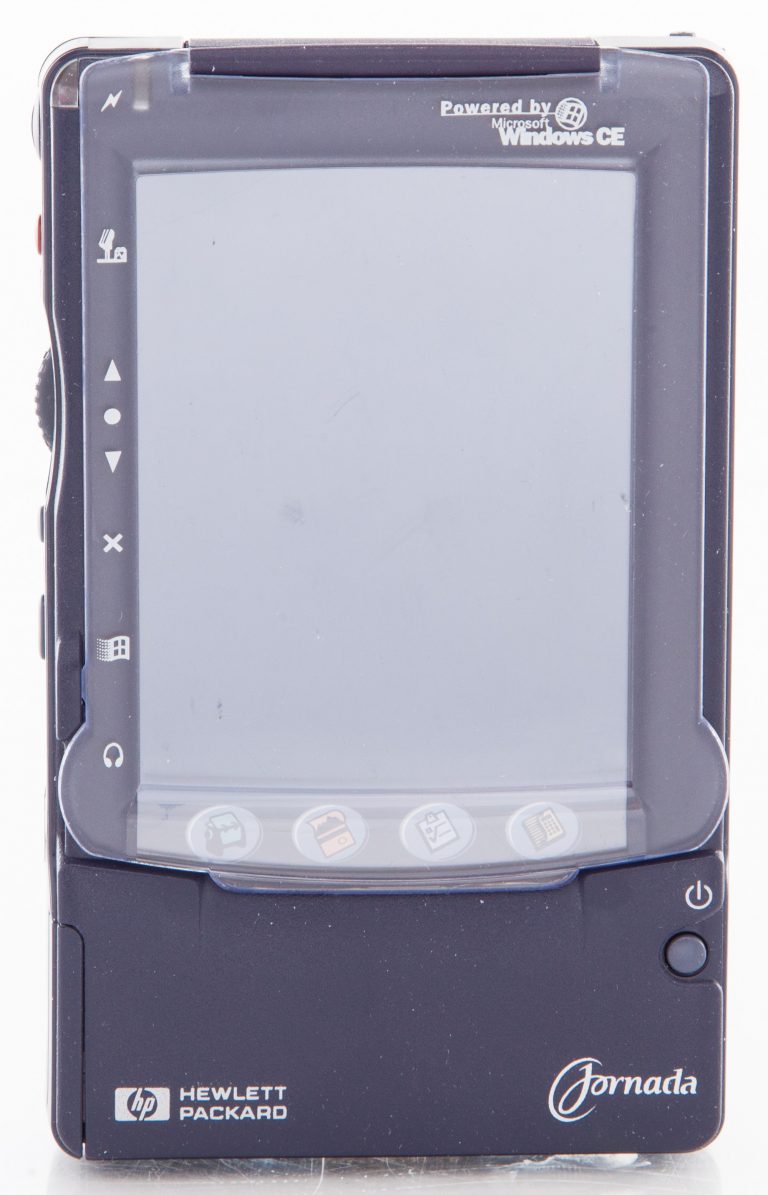 Photo of the Jornada 420 PDA which included a color screen and combined Windows with e-mail capability in 1999.