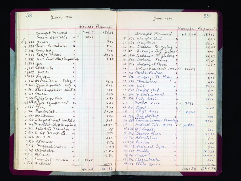 Ledger with several entries. Entry 495 on the top left, for $5, is listed as Misc. - Contribution.