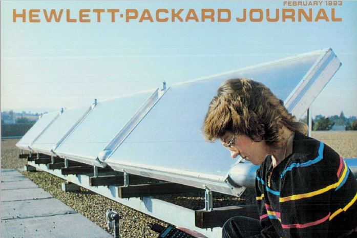 Vicky Sweetser featured on the cover of the Hewlett-Packard Journal with the 3421A in February 1983.