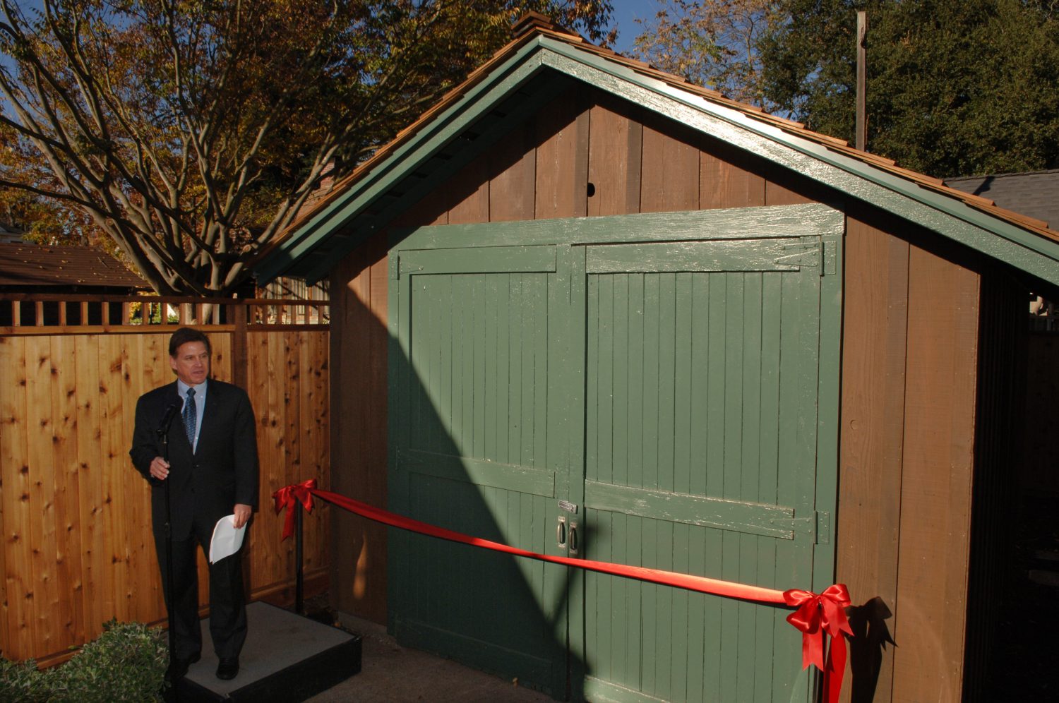 The ribbon-cutting ceremony for the Addison Avenue restoration by Hewlett-Packard.