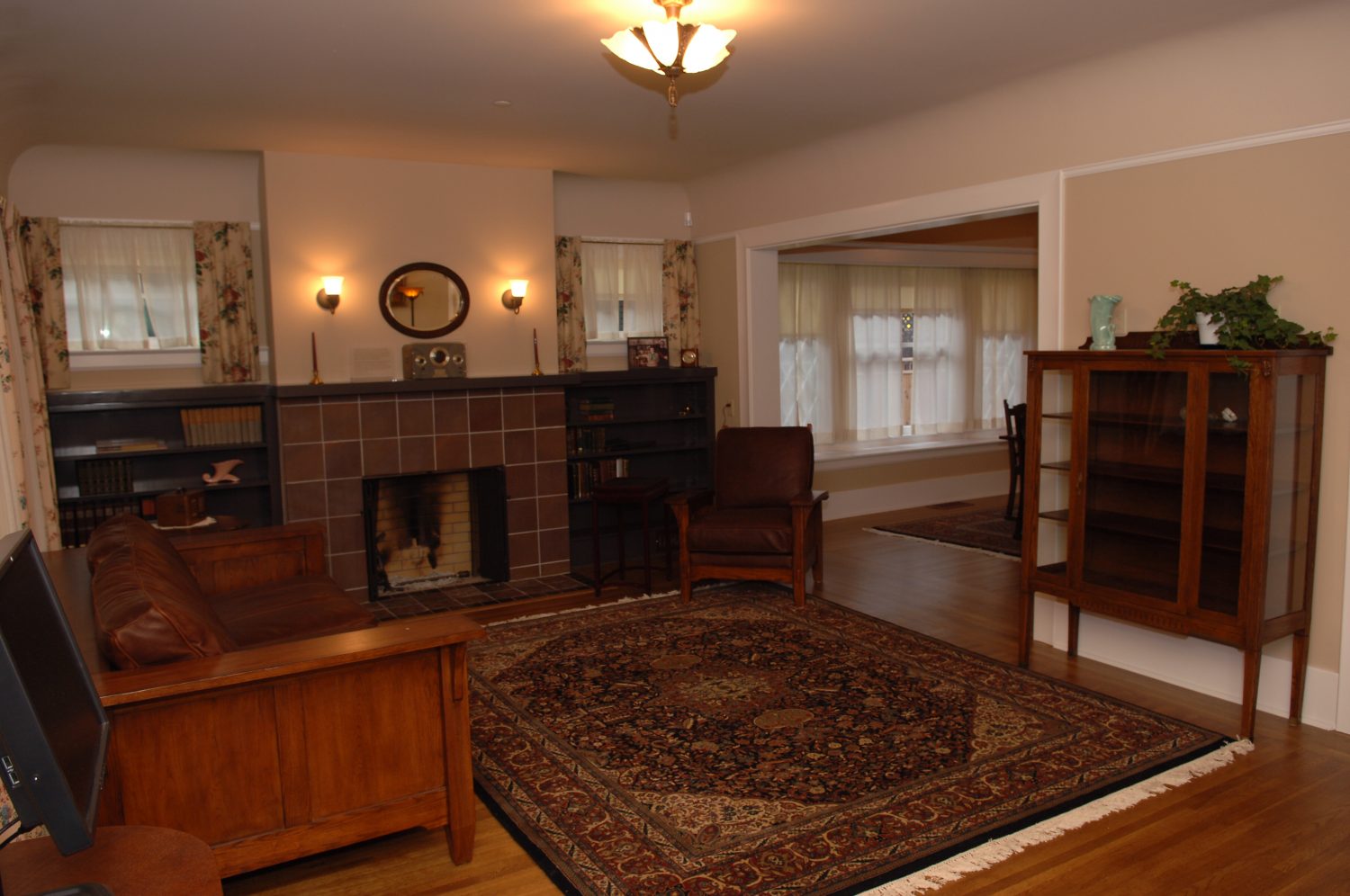 A photo of the living room in the Packards' home at 367 Addison Avenue following the site's renovation.