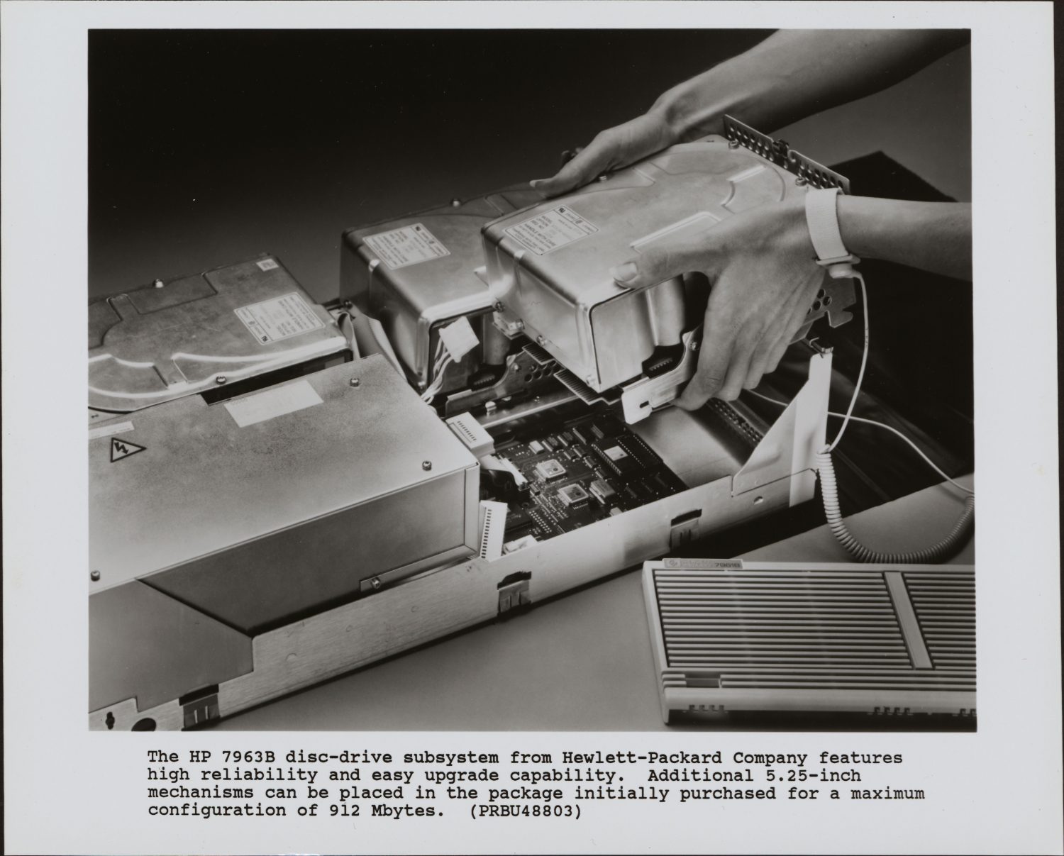 A photo demonstrating how multiple 7963 drives could be integrated modularly for increased data storage.