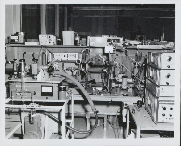 Microwave spectroscopy gear that belonged to Hewlett-Packard engineer Howard Harrington.
