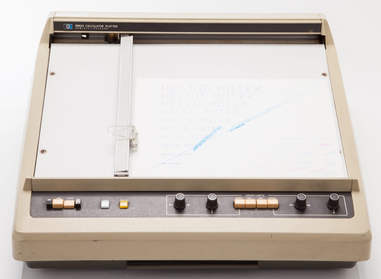 Top view of the HP 9862A plotter, one of the company's earliest personal printers.