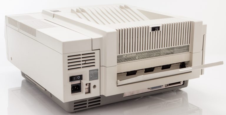 Hewlett-Packard LaserJet printer (back).