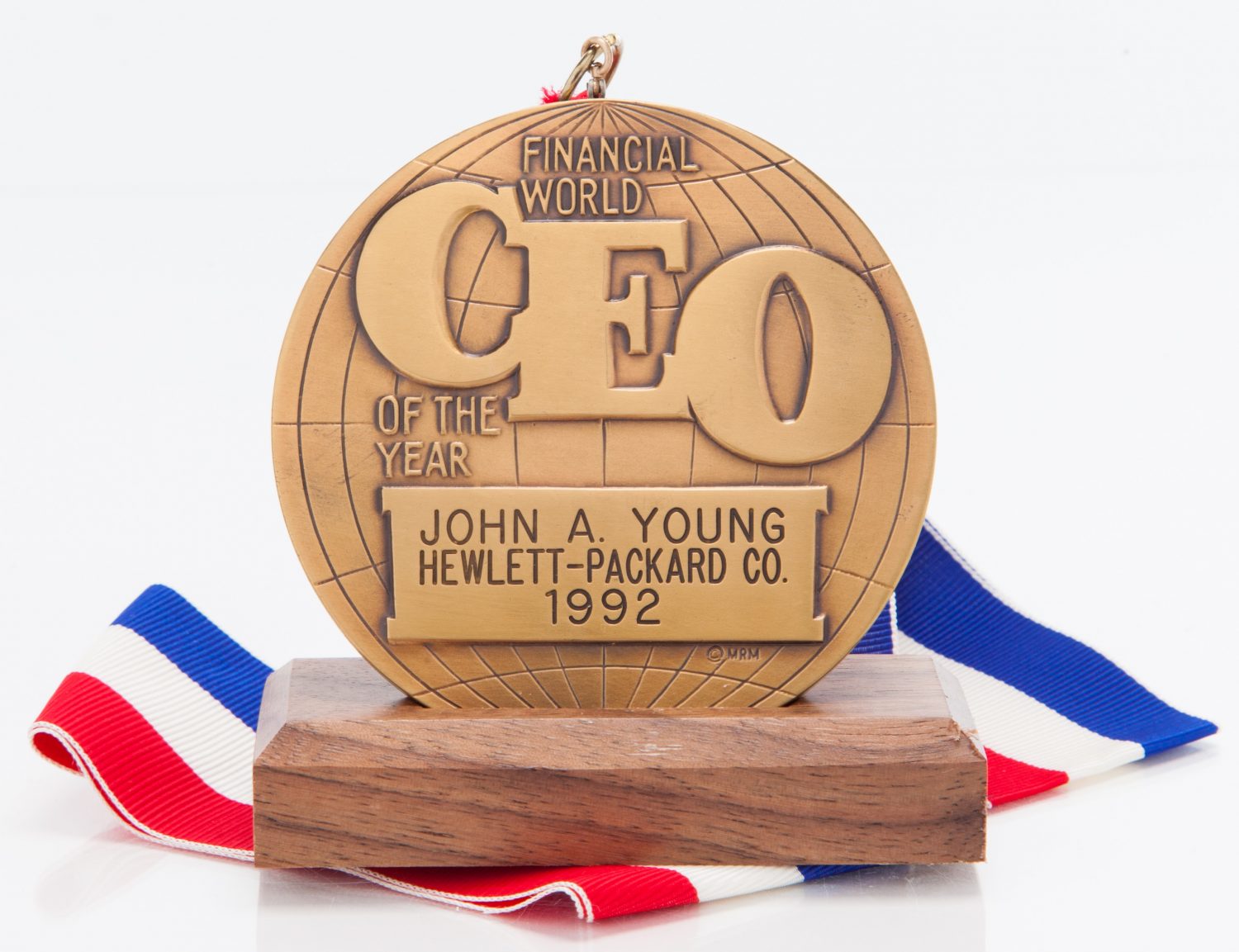 John Young's CEO of the Year award from Financial World magazine, awarded to him in 1992.