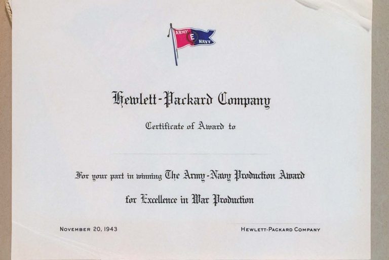 A blank certificate to HP employees from the company recognizing their role in winning the Army-Navy 