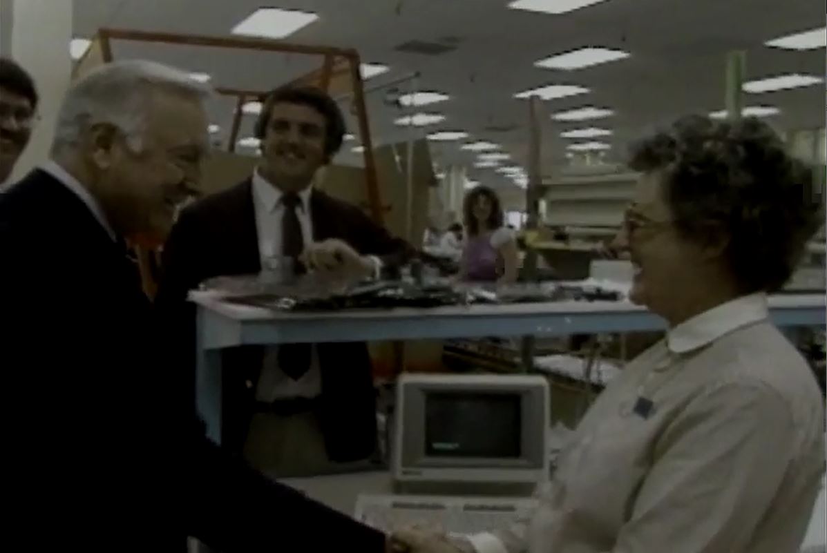 An HP Magazine video segment from 1984 showing CBS news anchor Walter Cronkite touring HP facilities.