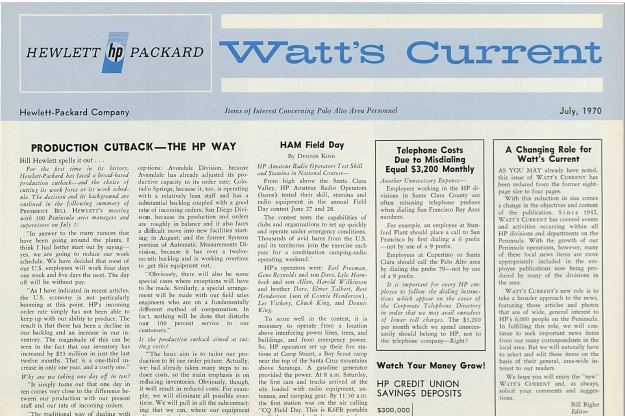 An issue of Watt's Current from July 1970.