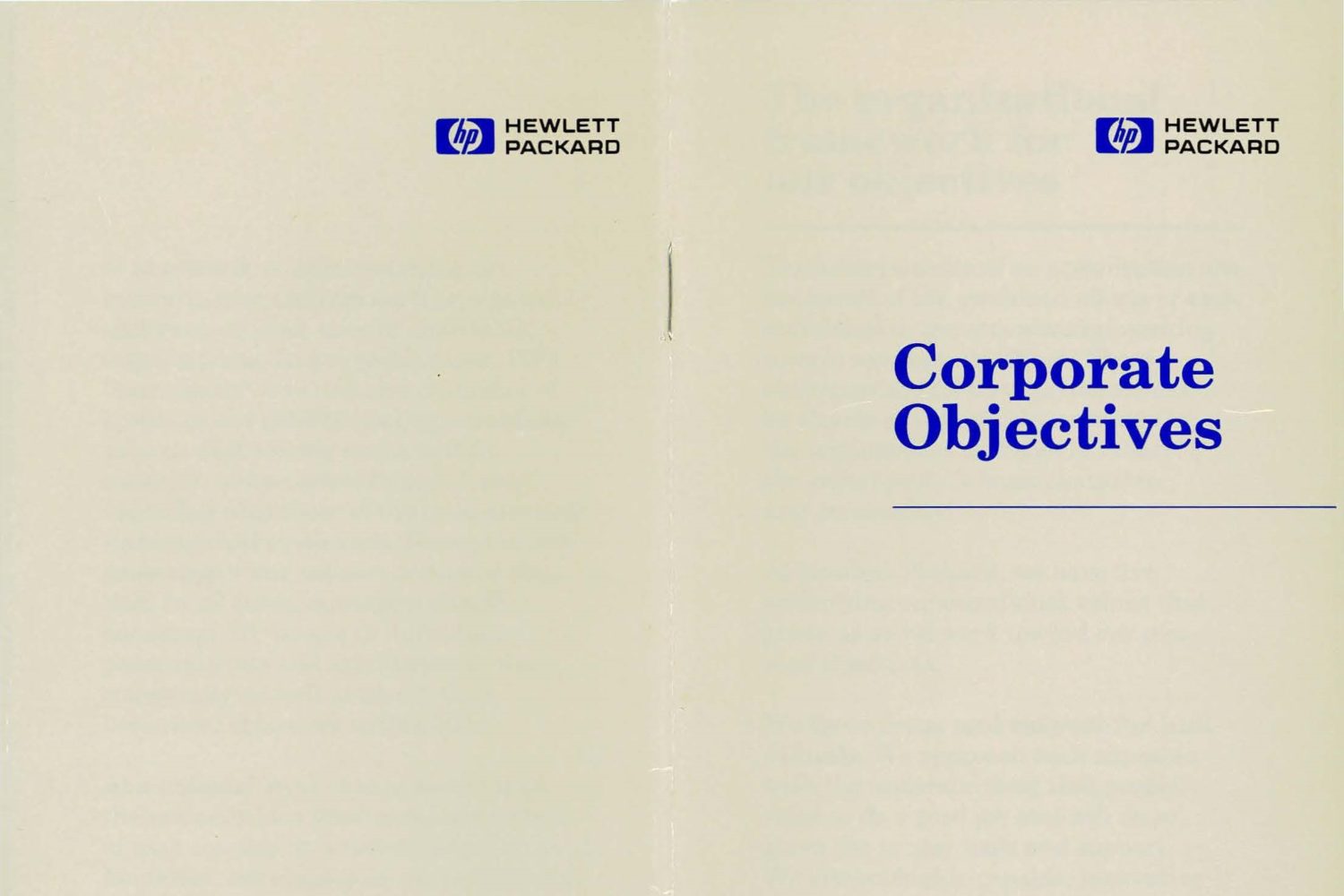 The 1989 HP Corporate Objectives document.