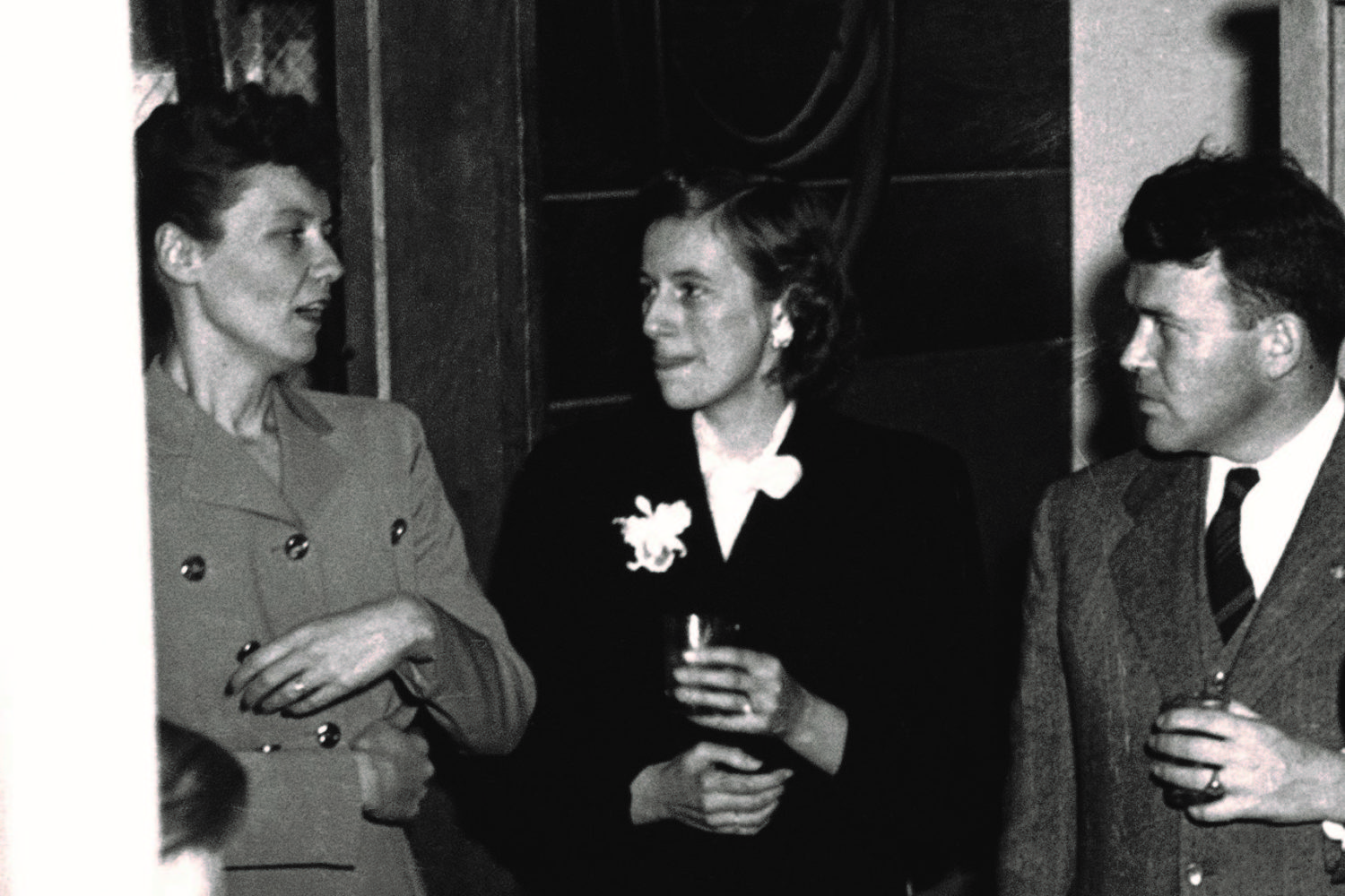 Lucile Packard and Flora and Bill Hewlett at a social event in 1946.