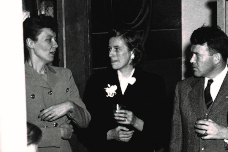 Lucile Packard and Flora and Bill Hewlett at a social event in 1946.