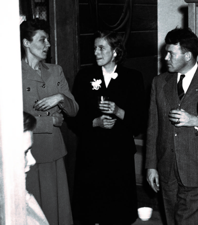 Lucile Packard and Flora and Bill Hewlett at a social event in 1946.