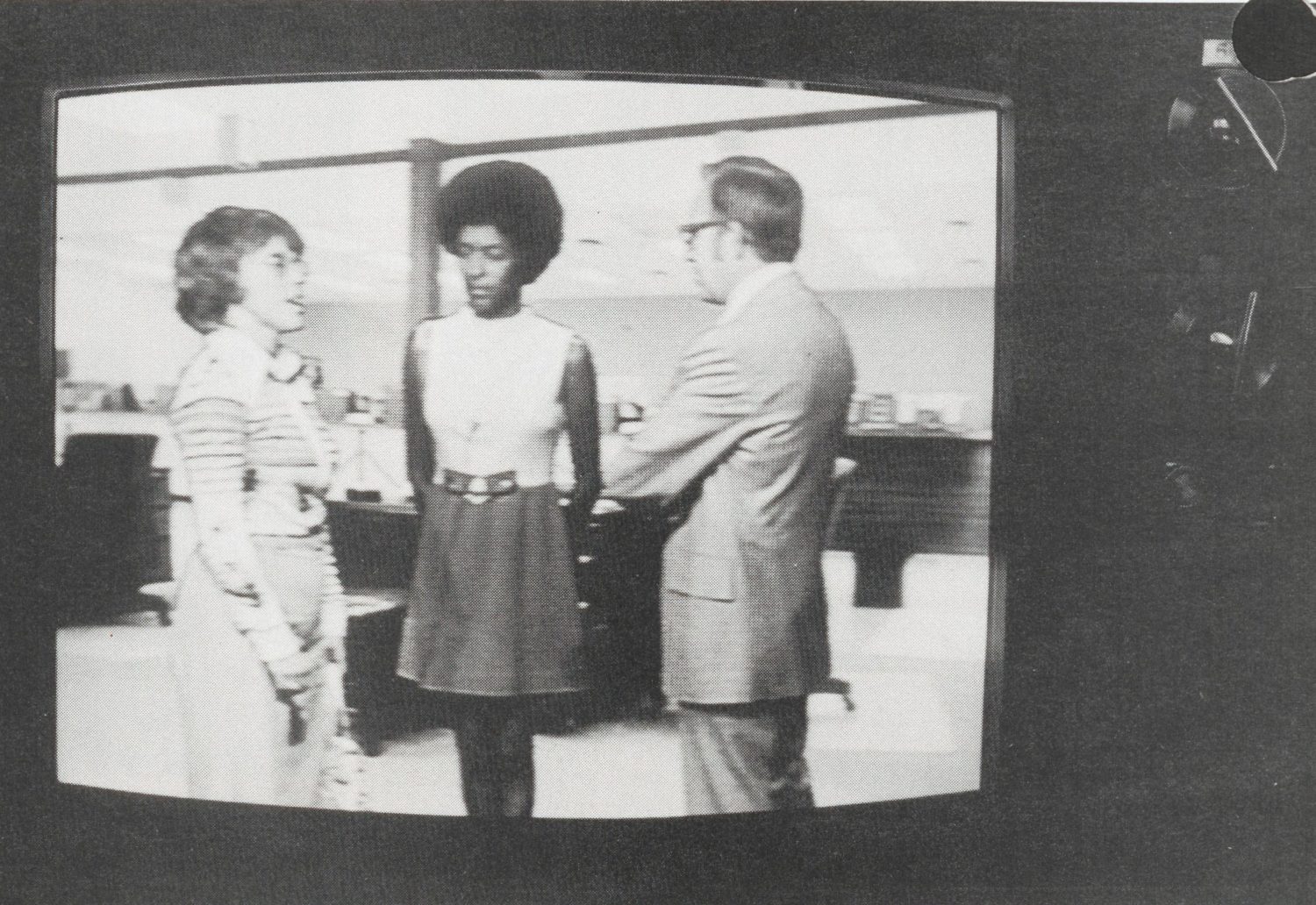 A still photo from a Hewlett-Packard company video on racism and sexism used in the company's equal opportunity workshop.