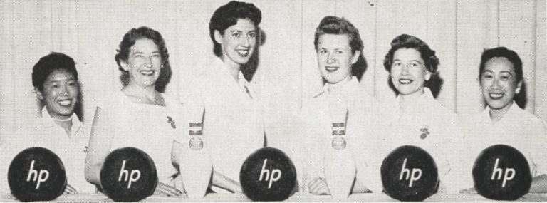 A team of HP employees who competed in the 40th Annual Women’s International Bowling Congress in 1958.